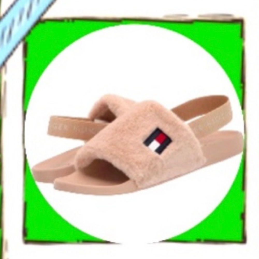 [#1014] TOMMY HILFIGER | twHahna Faux Fur Slingback Sandals | Taupe | 10